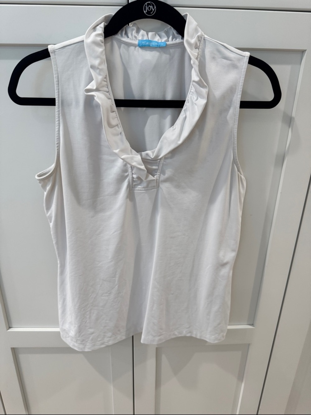 J McLaughlin Durham Catalina cloth White Ruffle Collar Sleeveless Tee